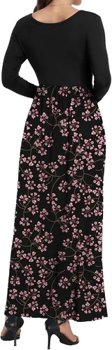 Vista 5 de HAOMEILI - Vestido largo de manga cortalarga, holgado, liso, informal y con bolsillos para mujer