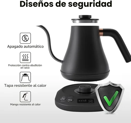 Vista 6 de Mecity Hervidor eléctrico de cuello de cisne para verter sobre hervidor de ± 1 ℉, control de temperatura, caldera de agua de calentamiento rápido