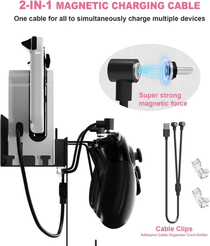 Vista 5 de JDDWIN Kit de soportes compatible con Nintendo SwitchSwitch OLED montaje en pared, interruptor de metalinterruptor OLED soporte vertical para colgar