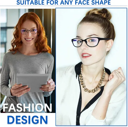 Vista 6 de COJWIS 5 Pack Reading Glasses for Women Blue Light Blocking Computer Readers with Spring Hinge Anti Eye Strain Eyewear