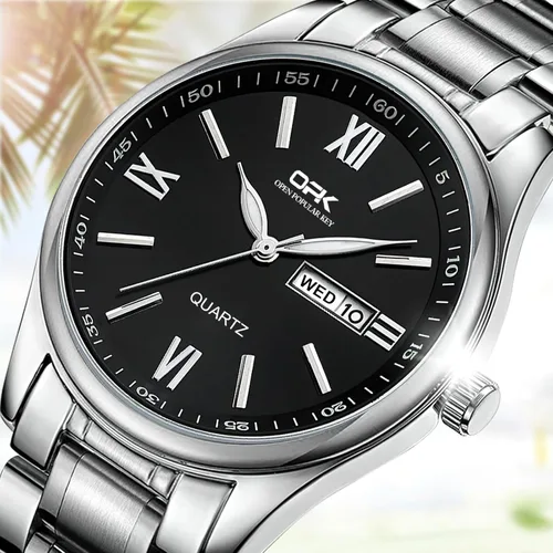 Vista 3 de Wrist Watch for Men, Fashion Designed Analog Quartz Men's Watch with Calenda Display, Glow in The Dark Classic Gent's Watch with Stainless Steel