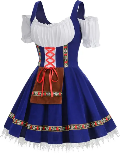 Vista 2 de GRAJTCIN - Disfraz de Oktoberfest para mujer, vestido bávaro alemán de terciopelo para carnaval de Halloween