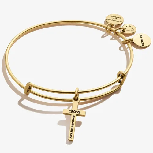 Vista 2 de Alex and ANI Divine Guides - Pulsera extensible para mujer, dije de cruz, de 2 a 3.5 pulgadas Dorado (Rafaelian Gold Finish)