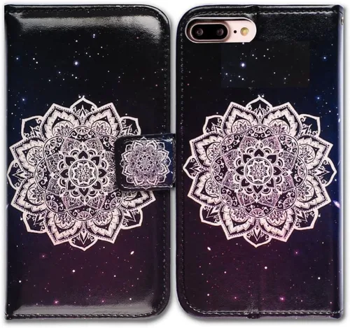 Vista 18 de Bcov Bfun - Funda para iPhone 8 Plus, funda para iPhone 7 Plus, diseño de cachemira brillante con ranura para tarjetas, funda de cuero para iPhone 7