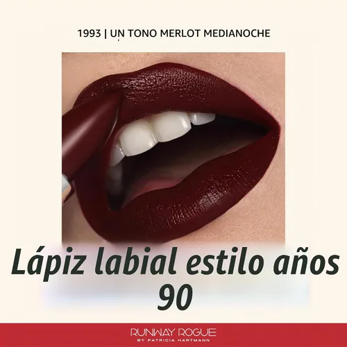 Vista 2 de Runway Rogue 90s Vibe Lápiz Labial, Lápiz Labial Hidratante Mate Midnight-Merlot Borgoña Oscuro, '1993