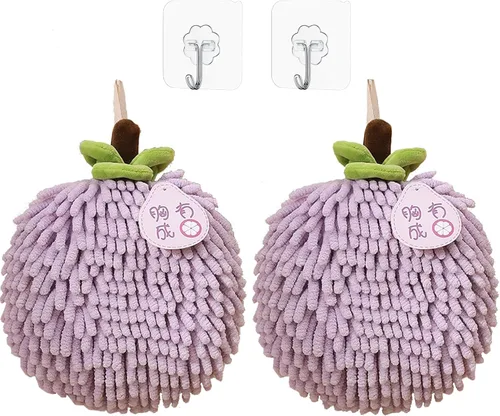 Vista 11 de Juego de 2 toallas de mano de felpilla mullidas para colgar, suaves, absorbentes, de secado rápido, para baño y cocina, toallas de mano suaves