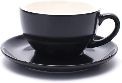 Vista 19 de Coffeezone - Taza de café con platillo de libre servicio, pequeña, para capuchino y café expreso doble, tazas de café de cerámica para cafetería