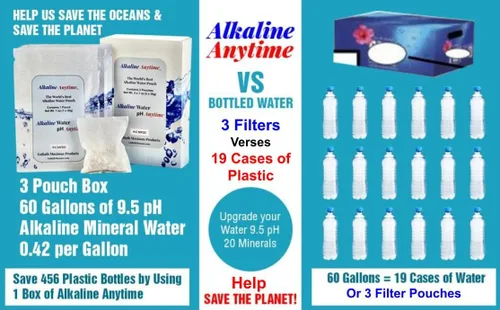 Vista 3 de Alkaline Anytime Worlds Best - Bolsa de filtro de agua para agua alcalina, sistema de filtración móvil para jarra, taza, botella, jarra, cualquier