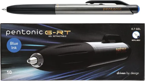 Vista 9 de Pentonic GR-T Bolígrafos de gel retráctiles, 10 unidades, tinta negra, punta fina de 0.7 mm, escritura suave para diario, toma de notas, oficina