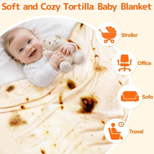 Vista 3 de CASOFU Manta envolvente de burritos para bebé, mantas envolventes de tortilla, regalos divertidos para baby shower, niños y niñas, recién nacidos