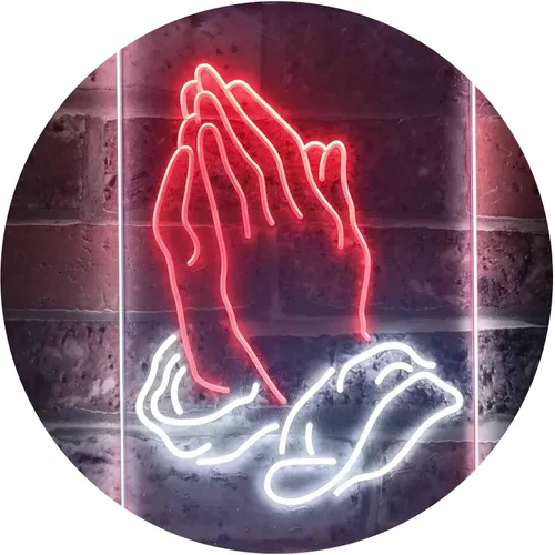 Vista 20 de ADVPRO Praying Hands Home Display Dual Color LED Neon Sign Blue & Red 8.5" x 12" st6s23-i3264-br