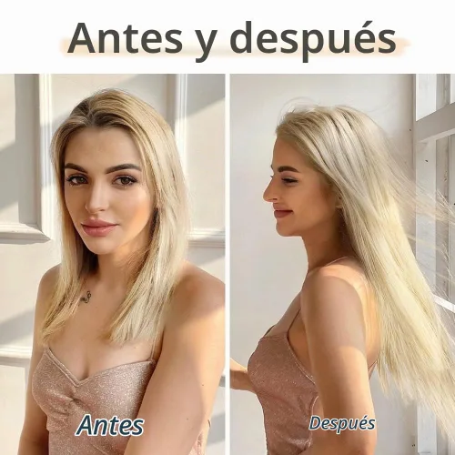 Vista 3 de Extensiones de cabello rubio con clip, lacio, de 22 pulgadas de largo, sintético, negro, grueso, 5 piezas para mujeres, bodas, fiestas, uso diario