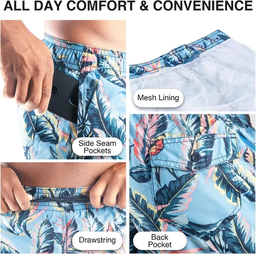 Vista 3 de Kanu Surf Men's Monaco Swim Trunks (Regular & Extended Sizes)
