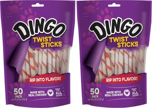 Vista 8 de Dingo giro premio, Rawhide Chews, Paquete de 10