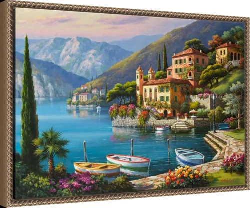 Vista 2 de Amanti Art Lienzo enmarcado para pared, 16 x 23 pulgadas, Villa Bella Vista de Sung Kim, lienzo enmarcado para pared, obras de arte de paisajes
