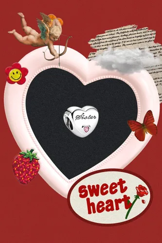 Vista 2 de Abalorio de corazón de amor de plata de ley 925 calada para pulseras y collares con circonita cúbica 5A, regalo de joyería de cumpleaños