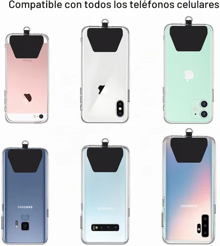 Vista 5 de SHANSHUI Cordón para teléfono, correa para el cuello y correa para la muñeca, soporte universal para funda de teléfono, anclaje para todos los Negro