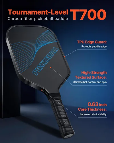Vista 2 de VEVOR Pickleball Paddle, T700 Carbon Fiber Surface & Honeycomb Core, Pickleball Paddle with Increased Power & Control & Spin Pickle Ball Racket for