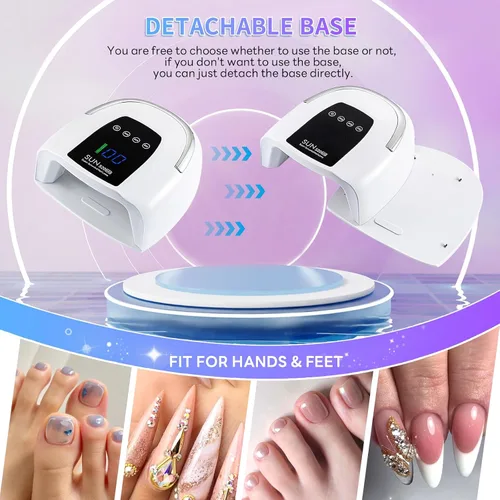 Vista 6 de Lámpara de uñas inalámbrica de 200 W, luz UV recargable para uñas de gel, secadora de uñas LED con 3 modos de temporizador, perfecta