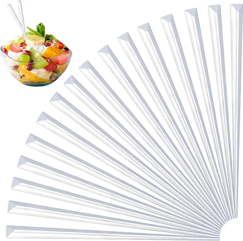 Vista 9 de 2000 púas de prisma de 3.54 pulgadas de plástico triangular transparente para cóctel, elegante guarnición para cócteles, palillos de dientes ideales