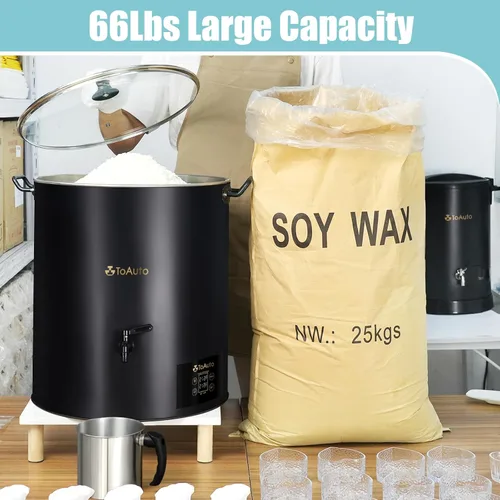 Vista 4 de TOAUTO Derretidor de cera digital comercial de 60 libras, máquina de fabricación de velas eléctrica extra grande de 30 L para control de temperatura