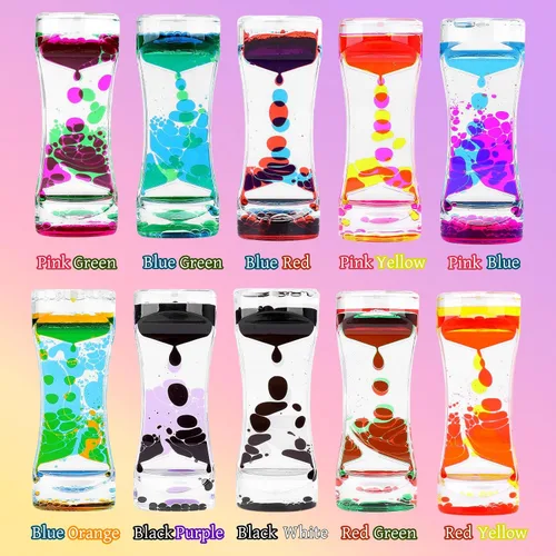 Vista 3 de Oneshow Liquid Motion Bubbler - Juguetes sensoriales coloridos de aceite y agua, reloj de arena, temporizador, actividad, juguete fidget para niños