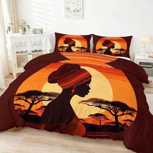 Vista 9 de Duvet Cover Minimalist Geometric Ribbons Triangles Pattern, Soft Breathable Anti-Pilling Black Print Comforter Cover 68" x 86", Twin Size Bedding