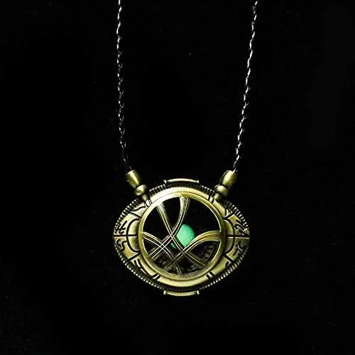 Vista 4 de HUAWELL 2 Piece Dr Cosplay Costume Strange Necklace Eye of Agamotto Costume Prop Stone Pendant Glow in The Dark