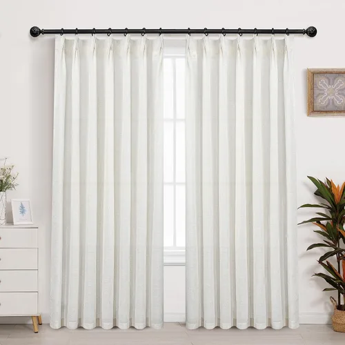 Vista 15 de DriftAway Cortinas plisadas de lino semitransparentes con textura de casa de campo sólidas y rústicas modernas para sala de estar y dormitorio, 2