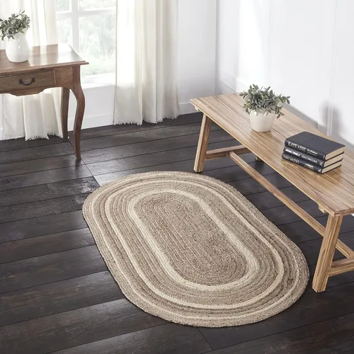 Vista 11 de VHC Brands Alfombra de yute con almohadilla, natural y crema, 3 pies redonda