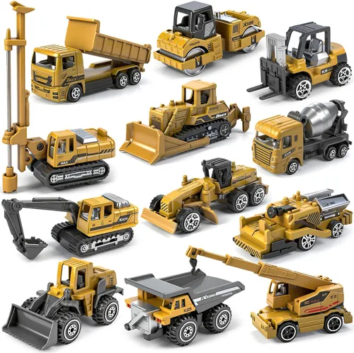 Vista 8 de Paquete de 12 juguetes de construcción fundidos a presión, mini autos de Colorido