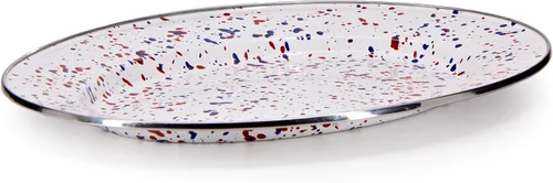 Vista 2 de Golden Rabbit Enamelware Oval Platter, 12 x 16in, Americana