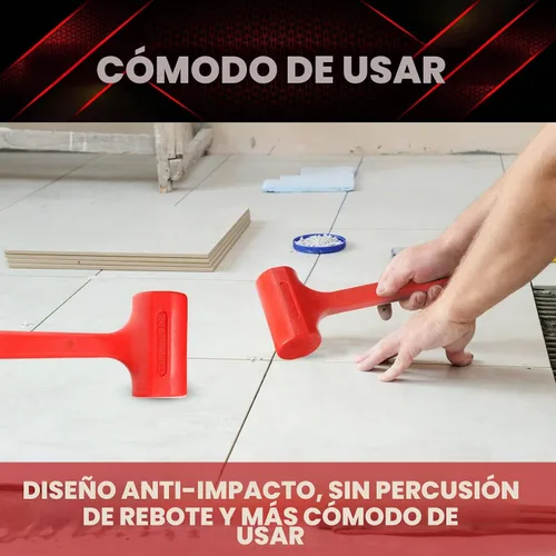 Vista 7 de YIYITOOLS Martillo de soplado muerto de 1 libra, rojo, mazo, herramientas de maquinista, moldeado de unicuerpo, agarre a cuadros, resistente a