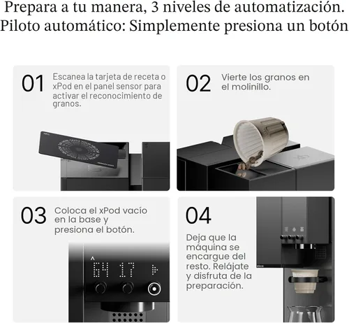 Vista 4 de xBloom Studio – La máquina de café definitiva – Cafetera de goteo con molinillo integrado, báscula y 3 niveles de automatización, negro medianoche