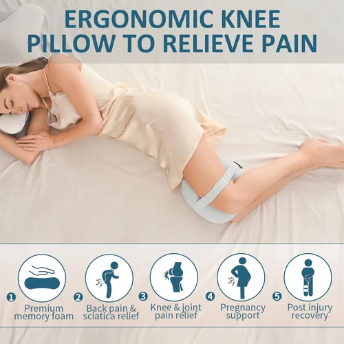 Vista 2 de Almohada de rodilla para dormir de lado, almohada de espuma viscoelástica para dormir de lado, almohada entre piernas para aliviar el dolor