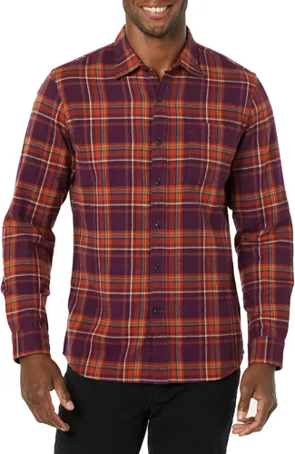 Vista 9 de Amazon Essentials Camisas de franela de manga larga para hombre, corte ajustado, a cuadros con botones