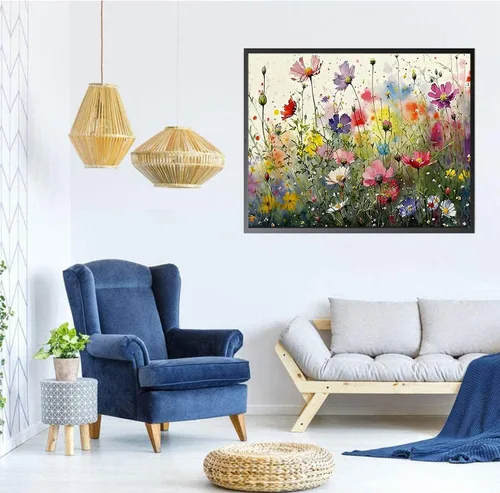 Vista 2 de Kits de pintura de diamante KEUASDV para adultos, kits de arte de diamante 5D DIY de flores coloridas, taladro completo de diamantes para regalo