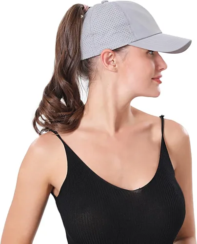 Vista 2 de Gorras de béisbol ajustables para mujer, diseño de moño desordenado, gorra de camionero