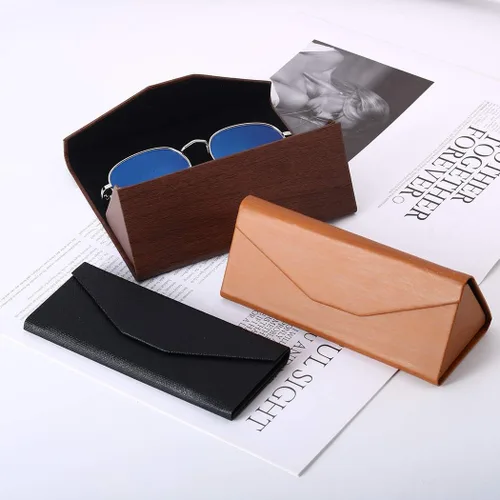 Vista 5 de Glasses Cases, Eyeglasses Case Hard Shell For Men Women, PU Folding Glasses Sunglasses Case Portable With Clean Cloth