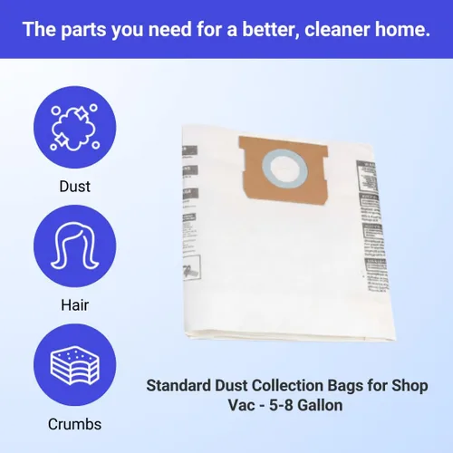 Vista 2 de VacBagsUSA - Paquete de 3 bolsas de filtro de repuesto tipo E 90661 para aspiradoras Shop-Vac de 5 a 8 galones