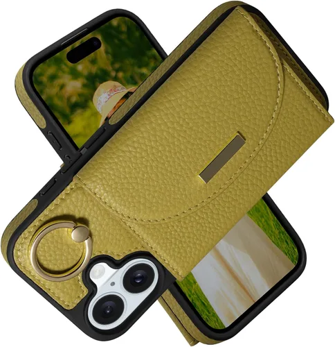 Vista 10 de Funda tipo cartera de Keallce para iPhone 14 Pro de 6.1 pulg., funda con tapa y ranuras para tarjetas, soporte con anillo, funda protectora de piel