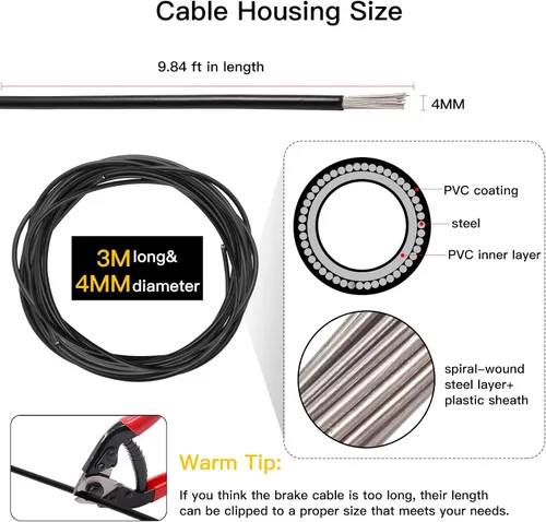 Vista 3 de Carcasa de cable de cambio, desviador de bicicleta forrado para bicicleta, carcasa de cable de cambio, cables de manguera de cambio de ciclismo