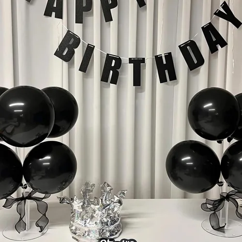 Vista 5 de 110 globos negros pequeños de látex negro de 5 pulgadas, mini globos negros gruesos de cumpleaños para decoración de bodas, baby shower. B01-negro