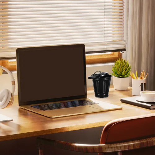 Vista 6 de ULTECHNOVO Bote de basura pequeño con tapa, papelera de escritorio para escritorio, oficina, cocina y maceta, contenedor compacto de basura de mesa