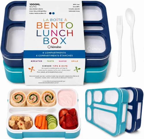 Vista 13 de Bento - Juego de Lonchera para almuerzo o refrigerio, a prueba de fugas, con recipientes, para niños y adultos, libre de BPA, apto para microondas
