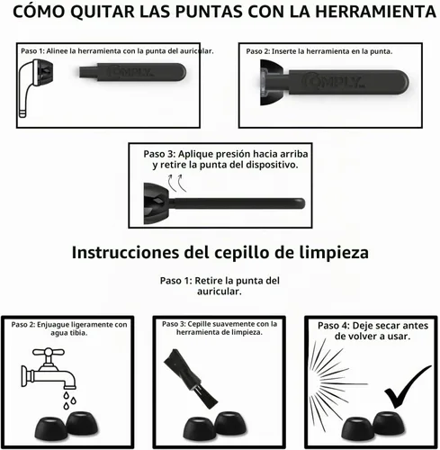 Vista 3 de Comply TrueGrip MAX Premium - Puntas de repuesto de espuma viscoelástica True Grip Negro
