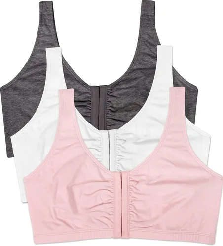 Vista 10 de Fruit of the Loom Sujetador de algodón con cierre frontal múltiple para mujer