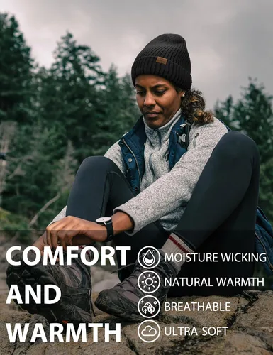 Vista 5 de LiuSuper Gorro XXL de gran tamaño para hombres y mujeres, gorro de invierno cálido extragrande para cabezas grandes, forrado y elástico Negro