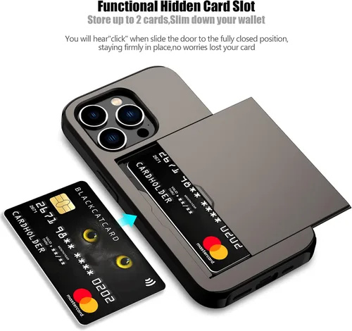 Vista 100 de Nvollnoe - Funda para iPhone 14 con tarjetero [tienda de 5 tarjetas] Negro - Almacenamiento más grande