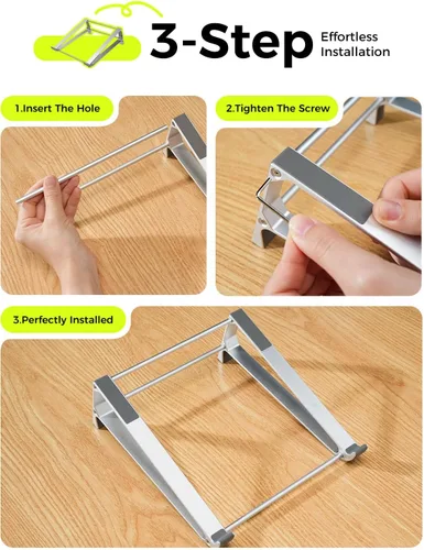Vista 5 de MAGIC JOHN Soporte para computadora portátil para escritorio, elevador portátil de almacenamiento, soporte de aluminio Ergnomic para computadora